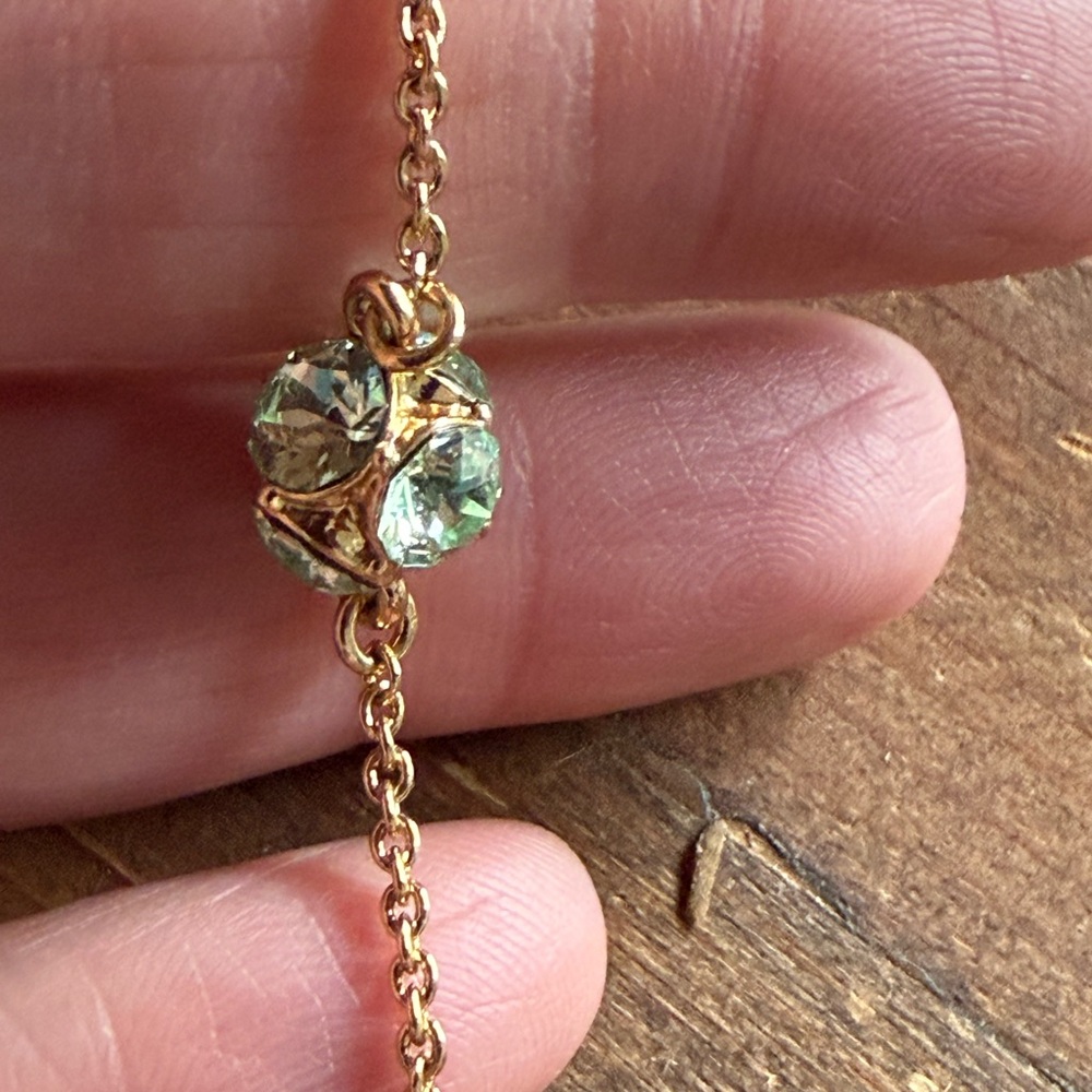 NWOT Kate Spade "LADY MARMALADE" Long Station Necklace Green rhinestone - Picture 6 of 7